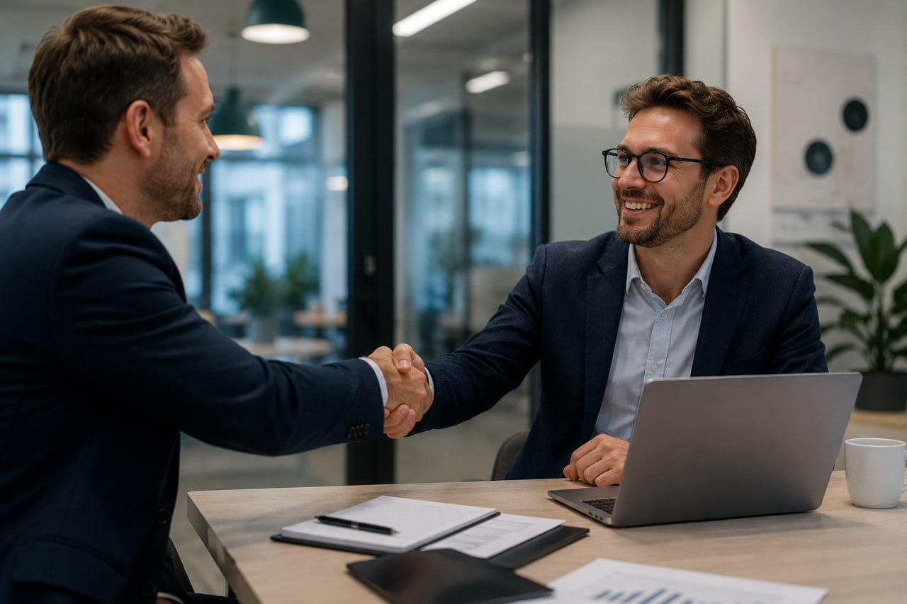 Business partners discussing Mapians partnership