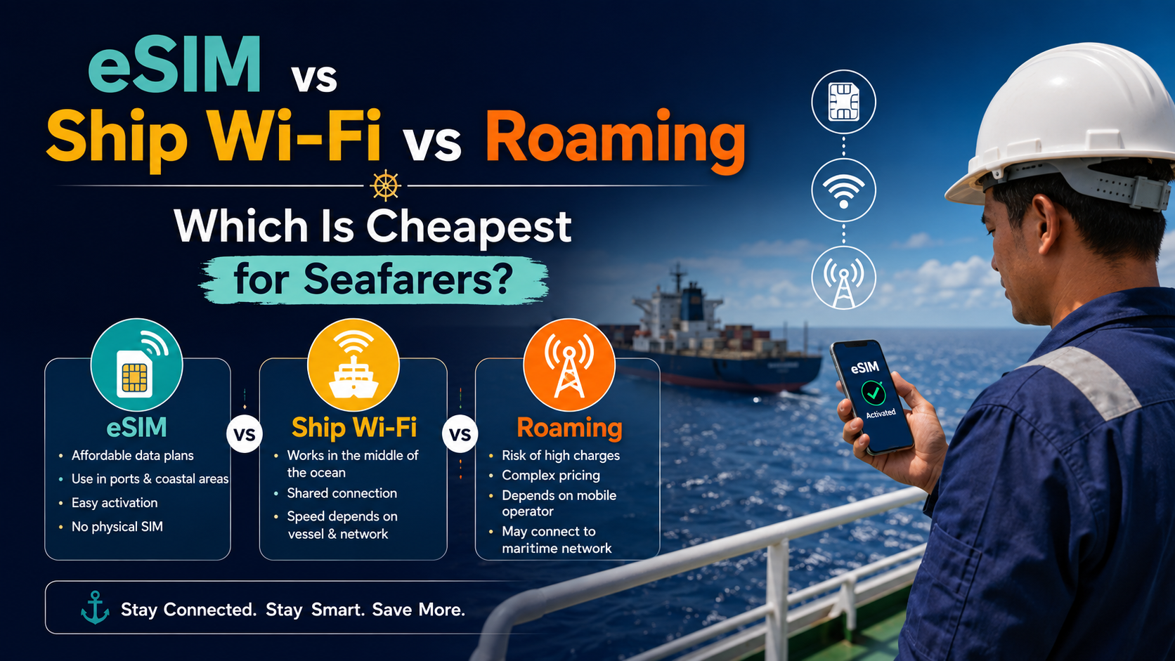 eSIM vs Ship Wi-Fi vs Roaming: Which Is Cheapest for Seafarers?
