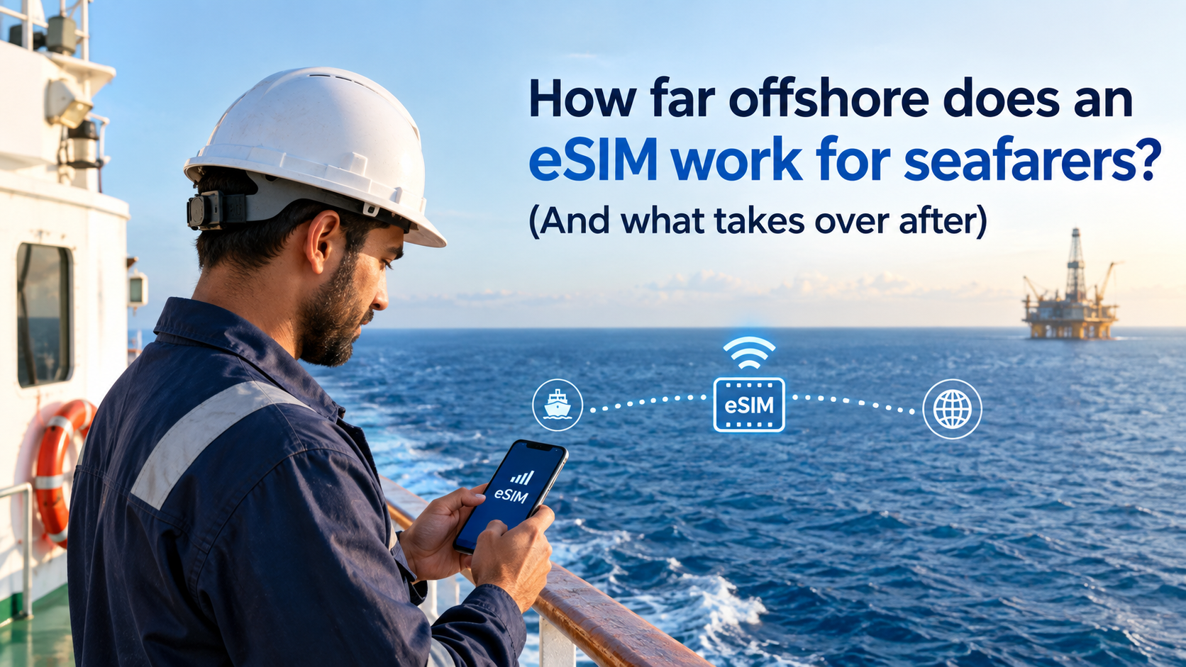 How far offshore does an work for seafarers eSIM? (And what takes over after)